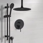 Remer SFR97 Matte Black Ceiling Rain Shower System with Handheld, Rainfall Shower Head, Shower Faucet Set